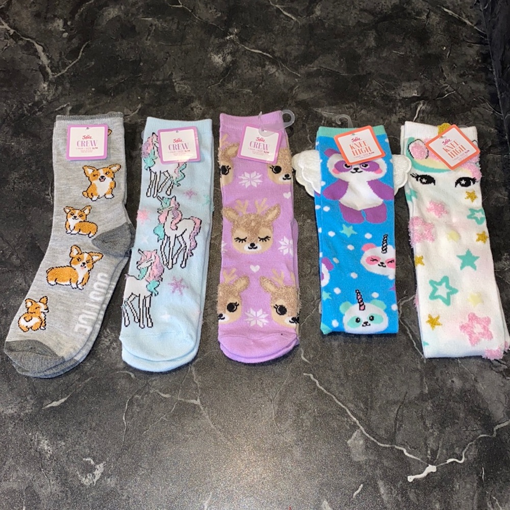 Justice 5 Pair Crew/Knee High Socks 🧦
